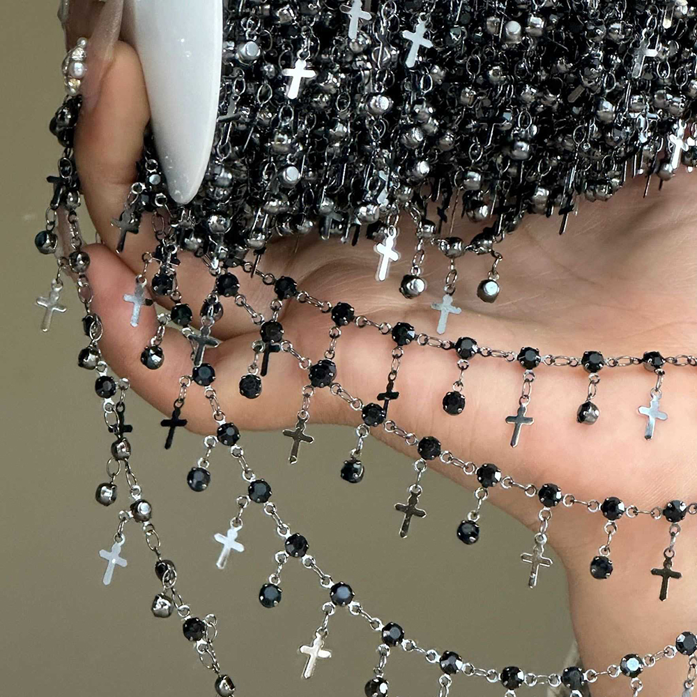 Body Jewelry Unique - 0.5/1 Meter Goth Style Black Cross