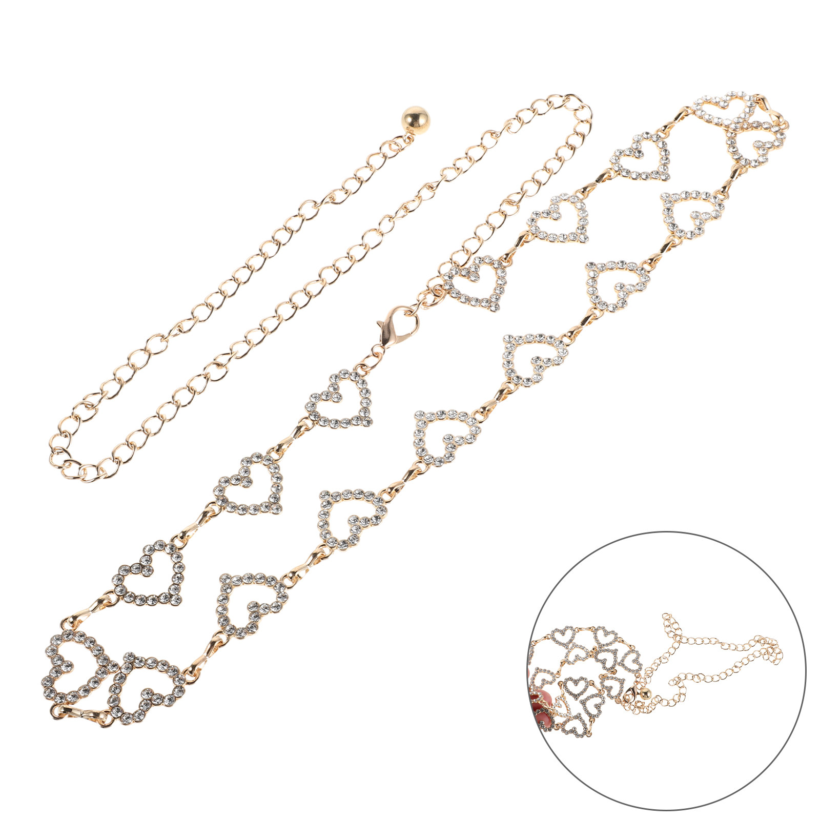 Body Jewelry Women - Women Heart Rhinestone Waist Chain Adjustable