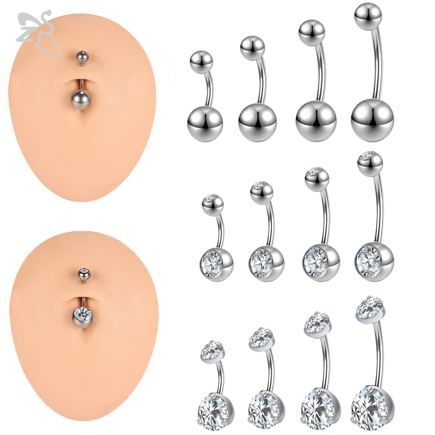 Body Jewelry Internally Threaded - ZS 1PC 14G G23 Titanium Belly