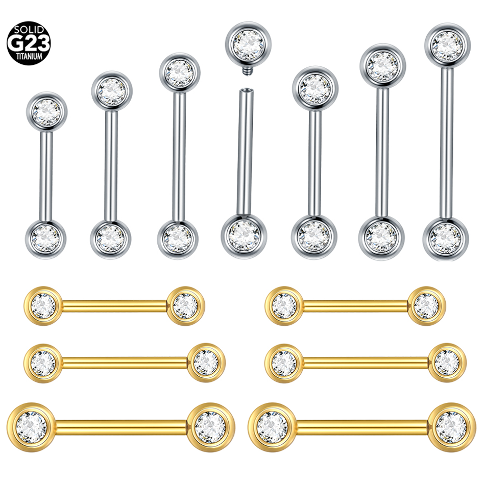 Body Jewelry Internally Threaded - 1/5pcs 6-20mm Titanium CZ Bezel Nipple