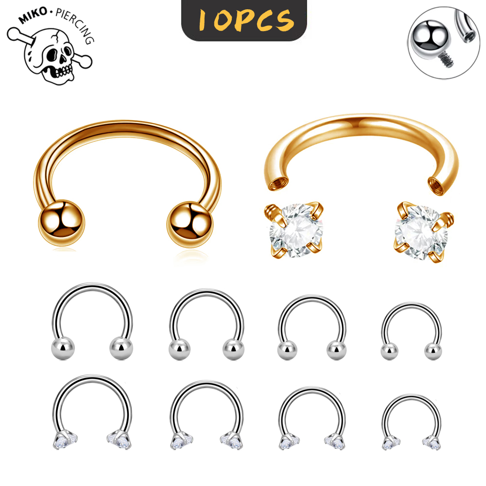 Zoor Body Jewelry - 10Pcs ASTM F136 Titanium Horseshoe Piercing