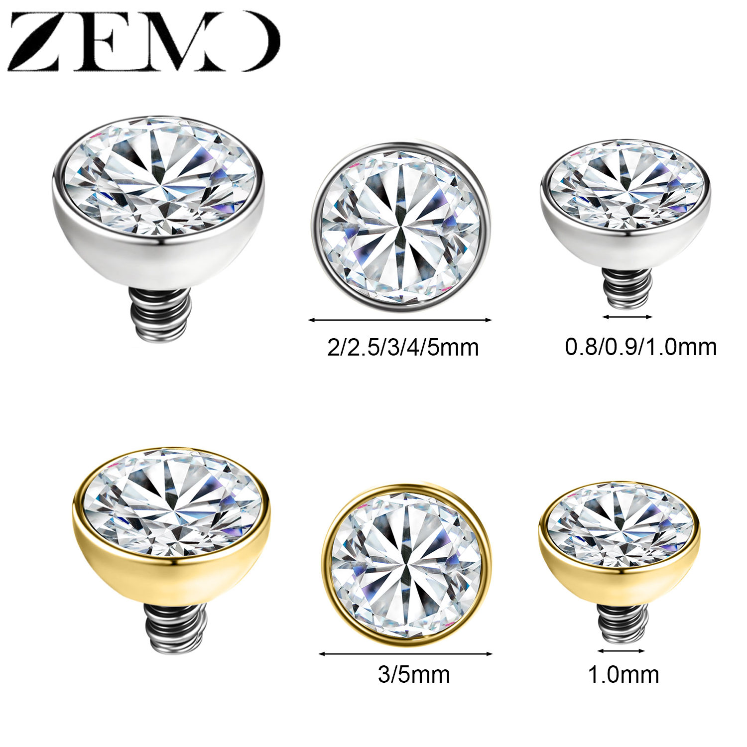 Body Jewelry Dermal - ZEMO 1-2pcs/lot Stainless Steel Dermal Anchor