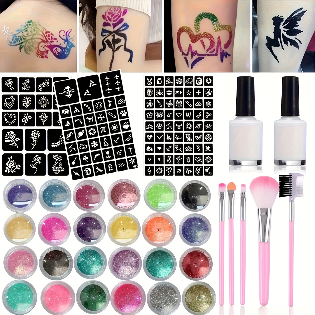 Body Jewelry Glue - Colorful Glitter Wax Paper Brush Tattoo