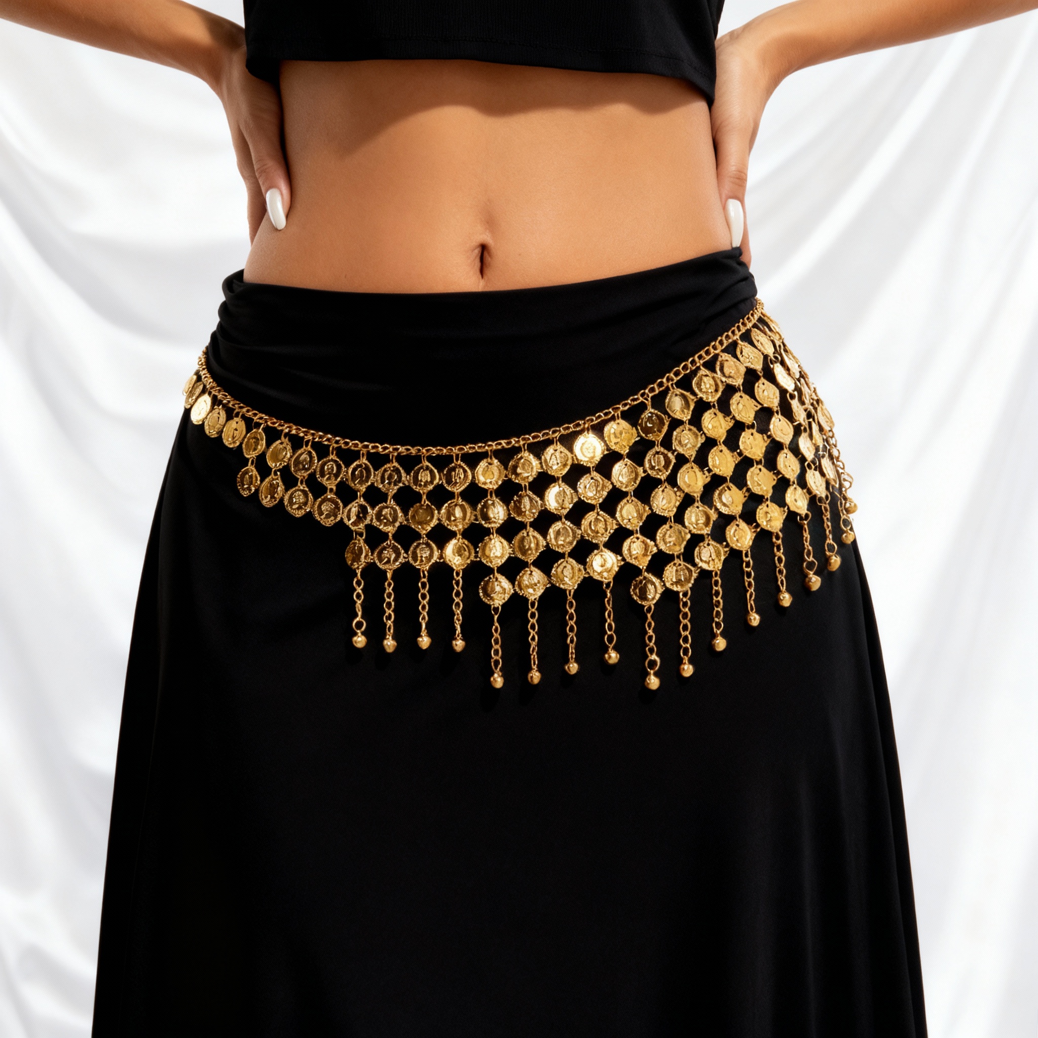 Body Jewelry Unique - Boho Beauty Portrait Coin Bell Fringe