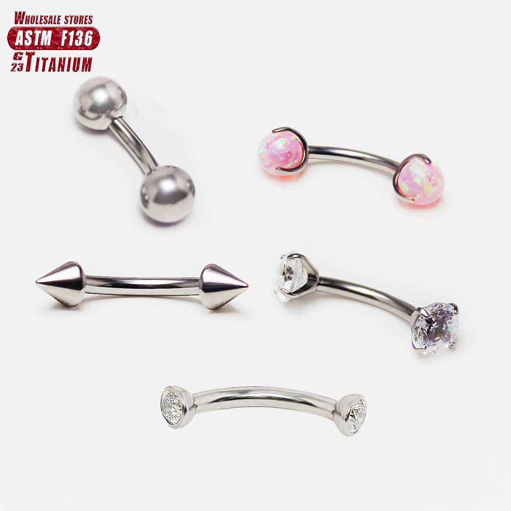 Nipple Bar Curved - F136 Titanium Piercing 3-5mm Opal Curved