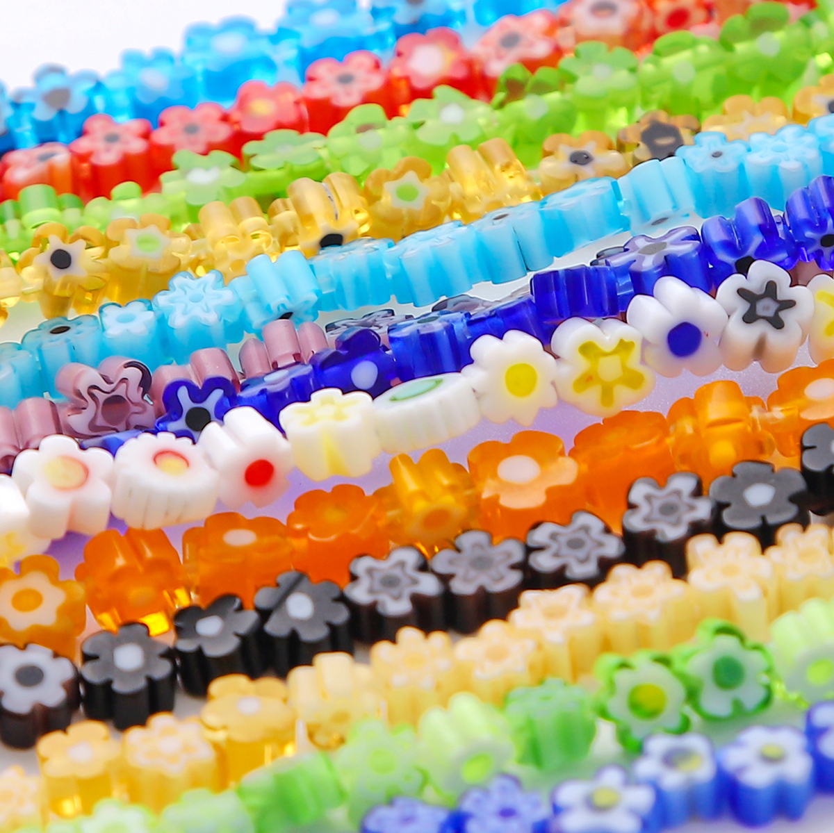 Body Jewelry Unique - 19cm/Str4-9mm Thousand Flower Glass Beads, Unique