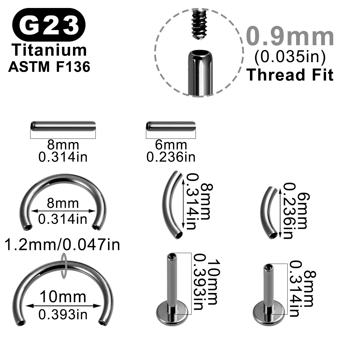 8pcs/Lot ASTM F136 Implantable - Nipple Bar Curved recensione e prezzo