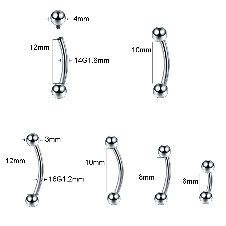 1PC 100% Titanium Eyebrow Pier - Nipple Bar Curved recensione e prezzo