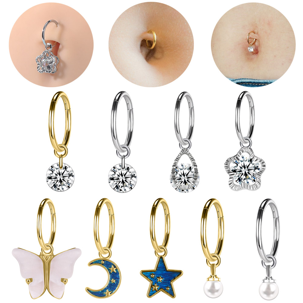 ZS 16G Gold Color Hoop Belly R - Body Jewelry Real Gold recensione e prezzo