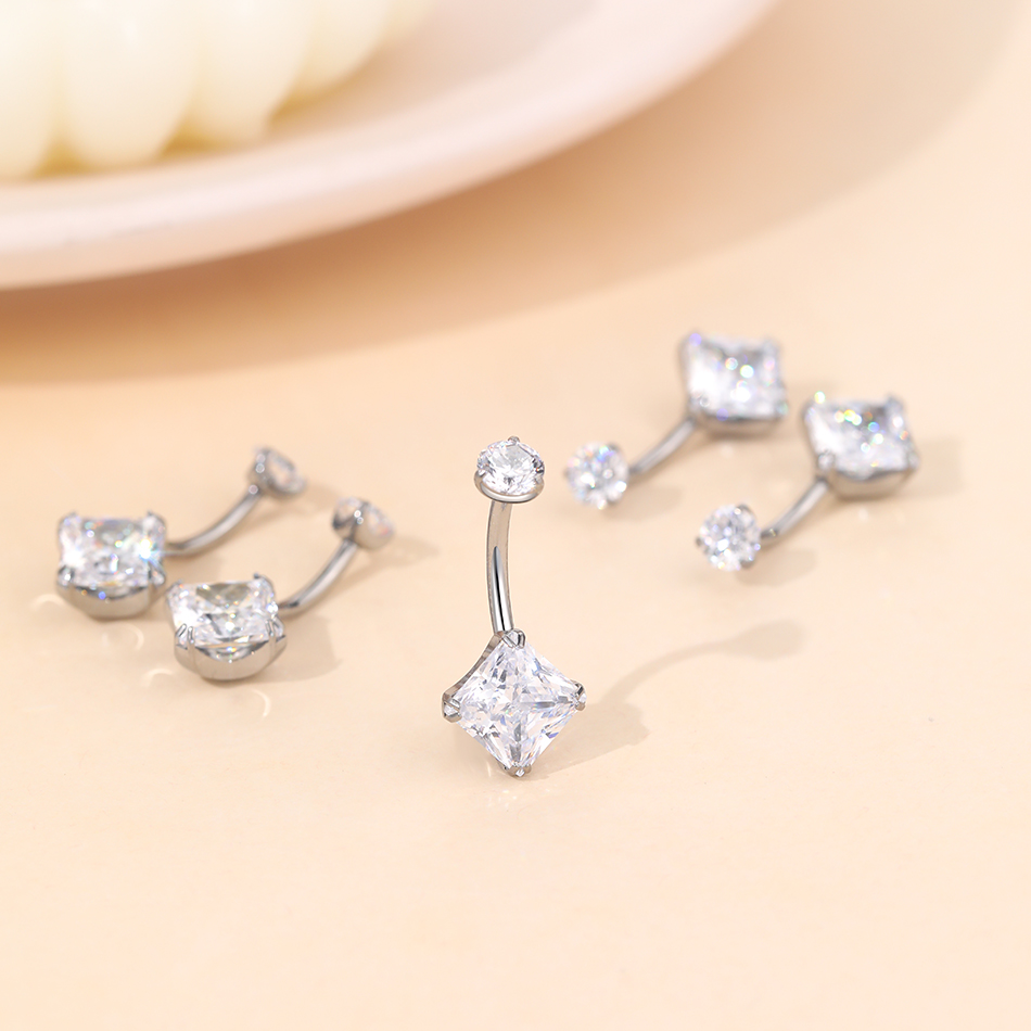 1Pc Titanium Zircon Belly Ring - Body Jewelry Internally Threaded recensione e prezzo