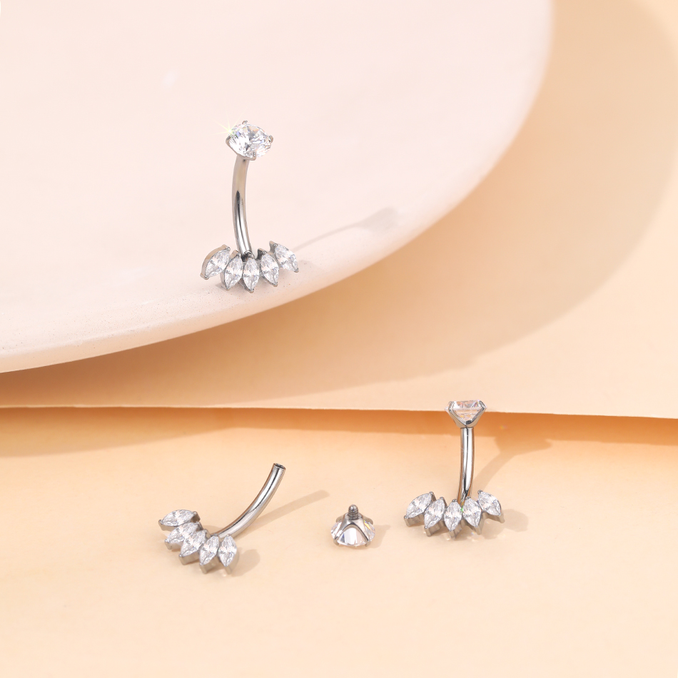 1Pc Titanium Zircon Belly Ring - Body Jewelry Internally Threaded recensione e prezzo
