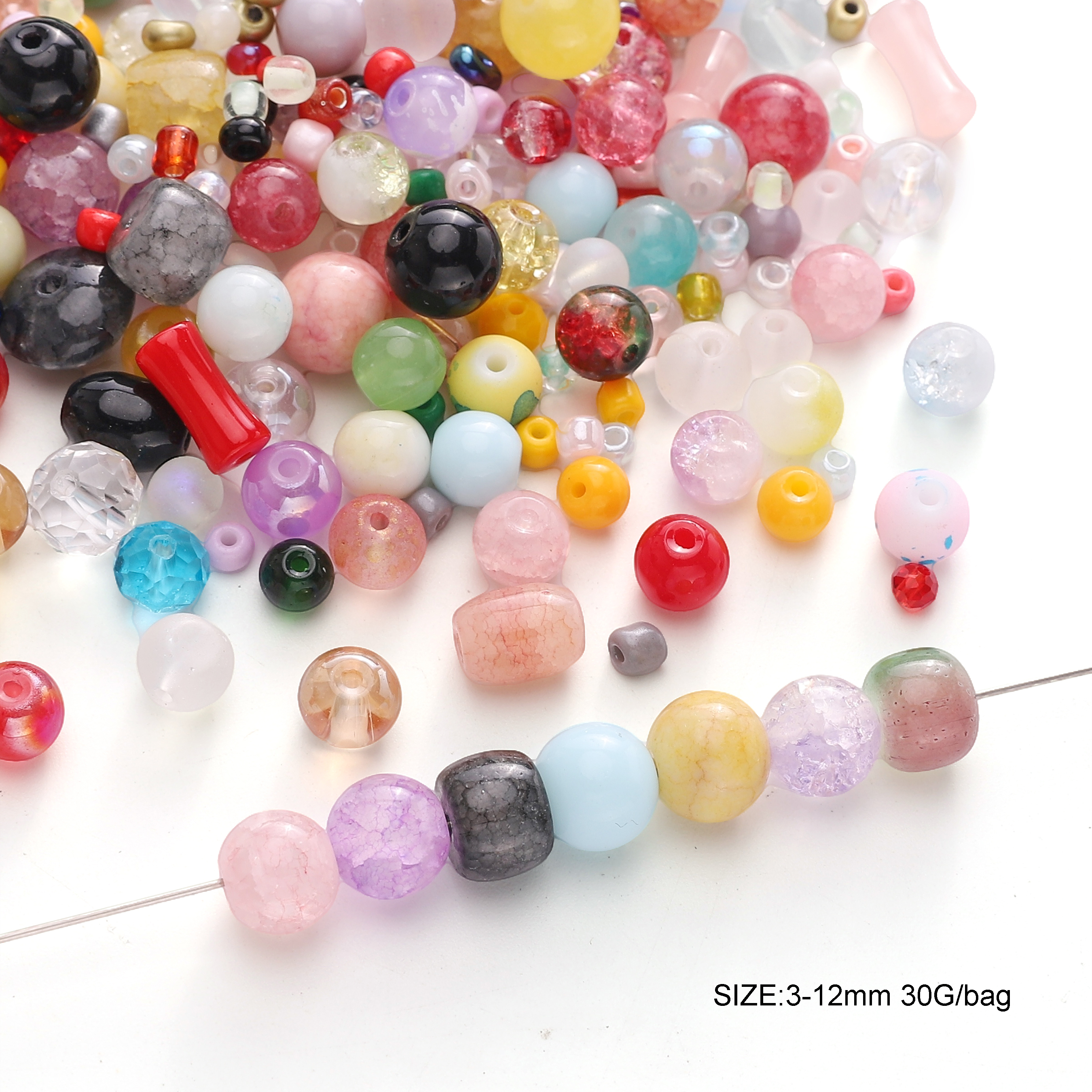 3-12mm 30G/Bag Glass Mixed Bea - Body Jewelry Unique recensione e prezzo