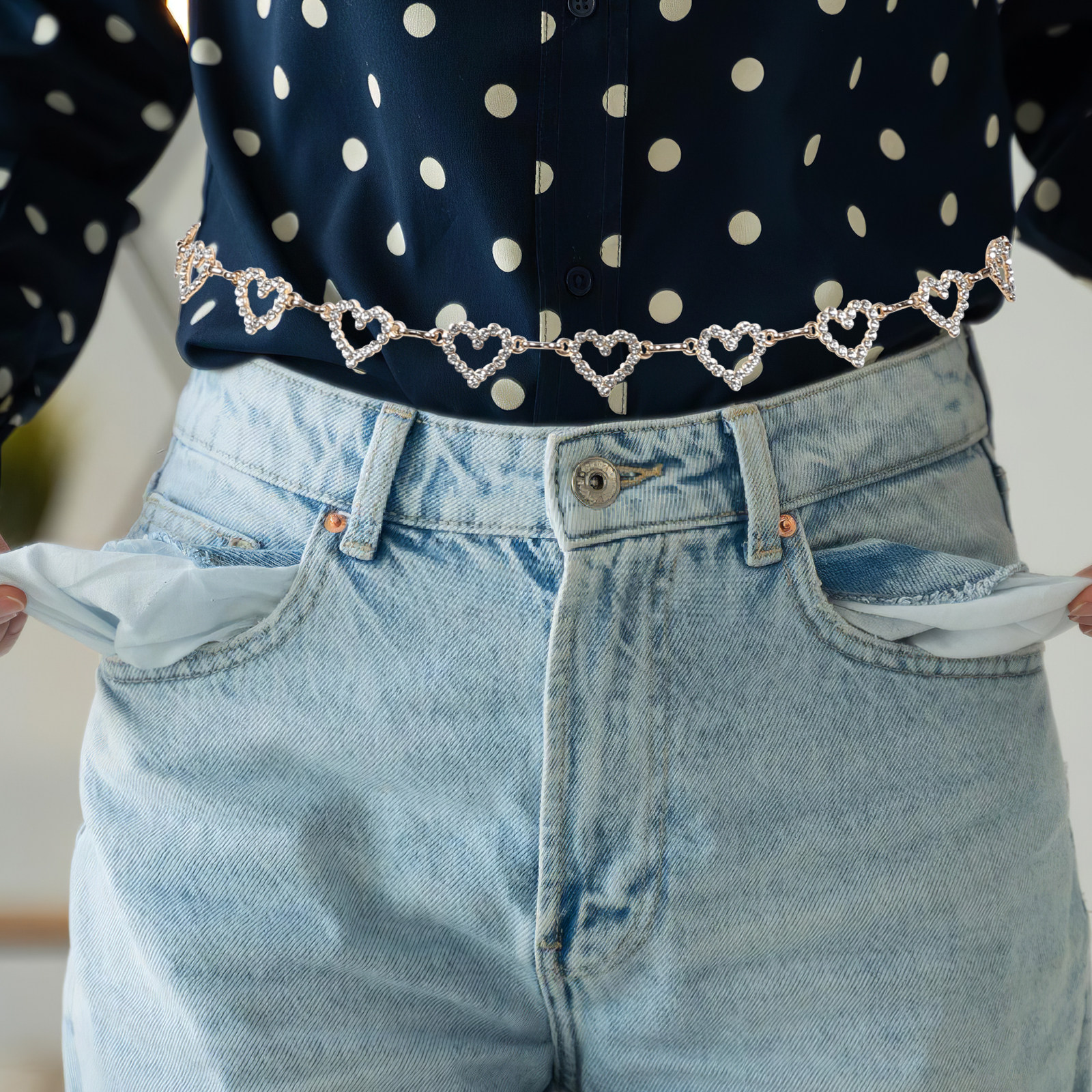 Women Heart Rhinestone Waist C - Body Jewelry Women recensione e prezzo