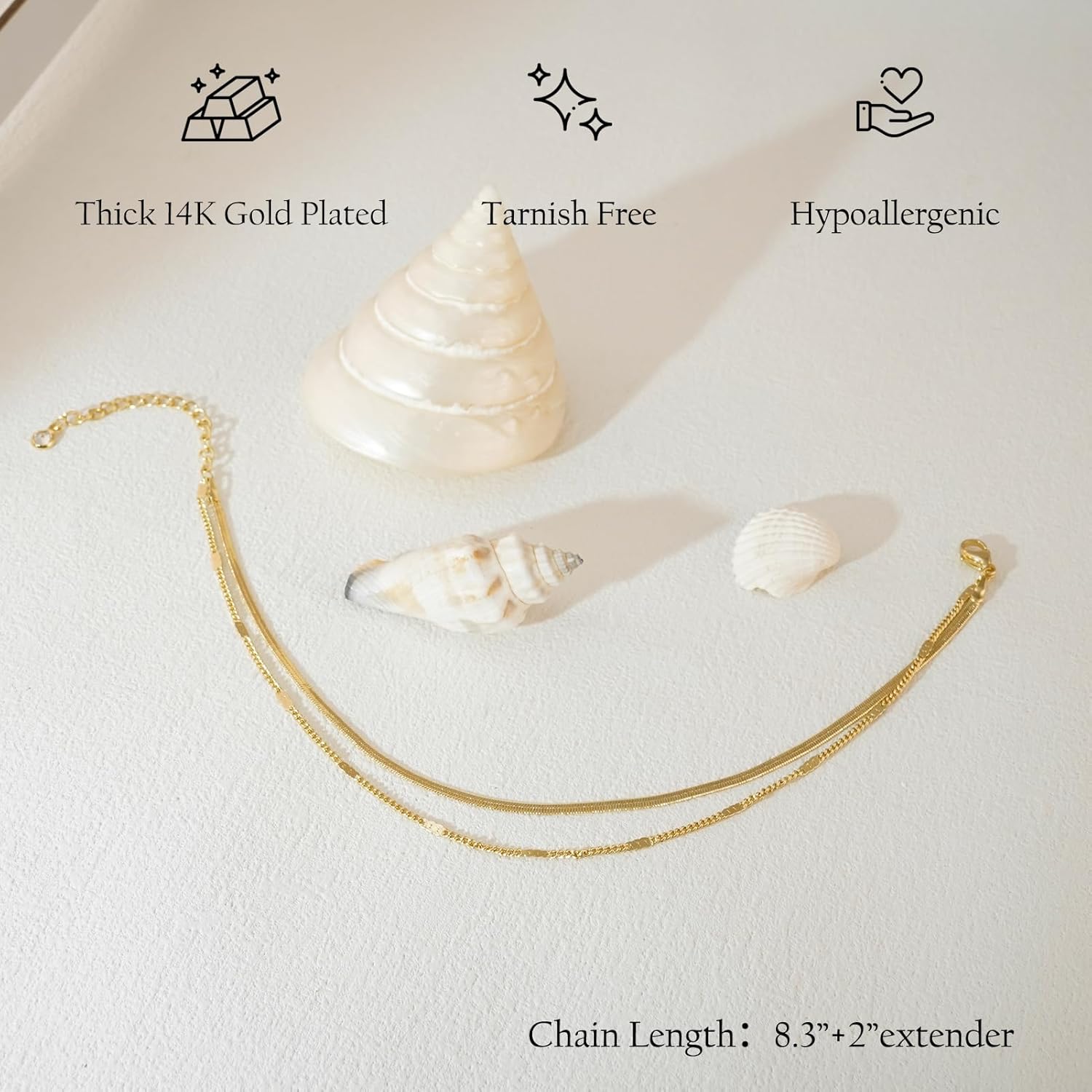 Ankle Bracelets for Women 14k  - Body Jewelry Real Gold recensione e prezzo