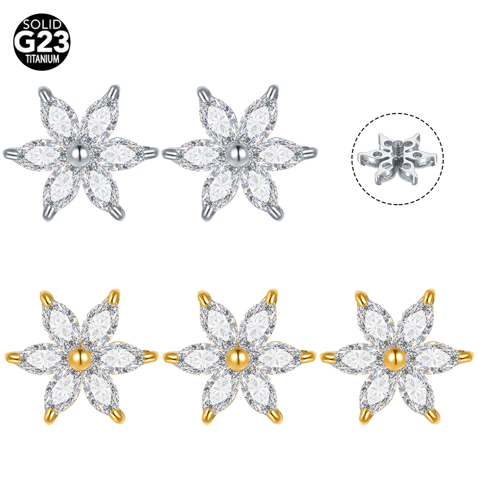 1/5PCS Titanium Crystal Flower - Body Jewelry Dermal recensione e prezzo