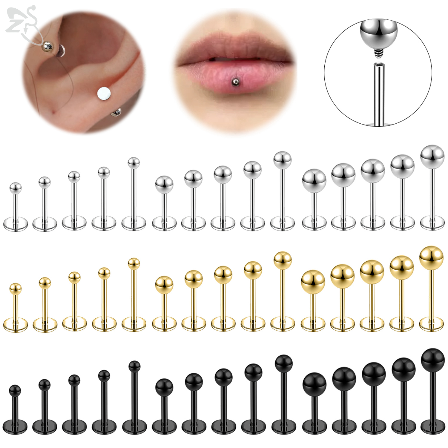 ZS 6 Pcs/lot Internal Thread 1 - Body Jewelry Internally Threaded recensione e prezzo