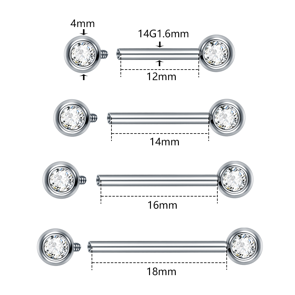 1/5pcs 6-20mm Titanium CZ Beze - Body Jewelry Internally Threaded recensione e prezzo