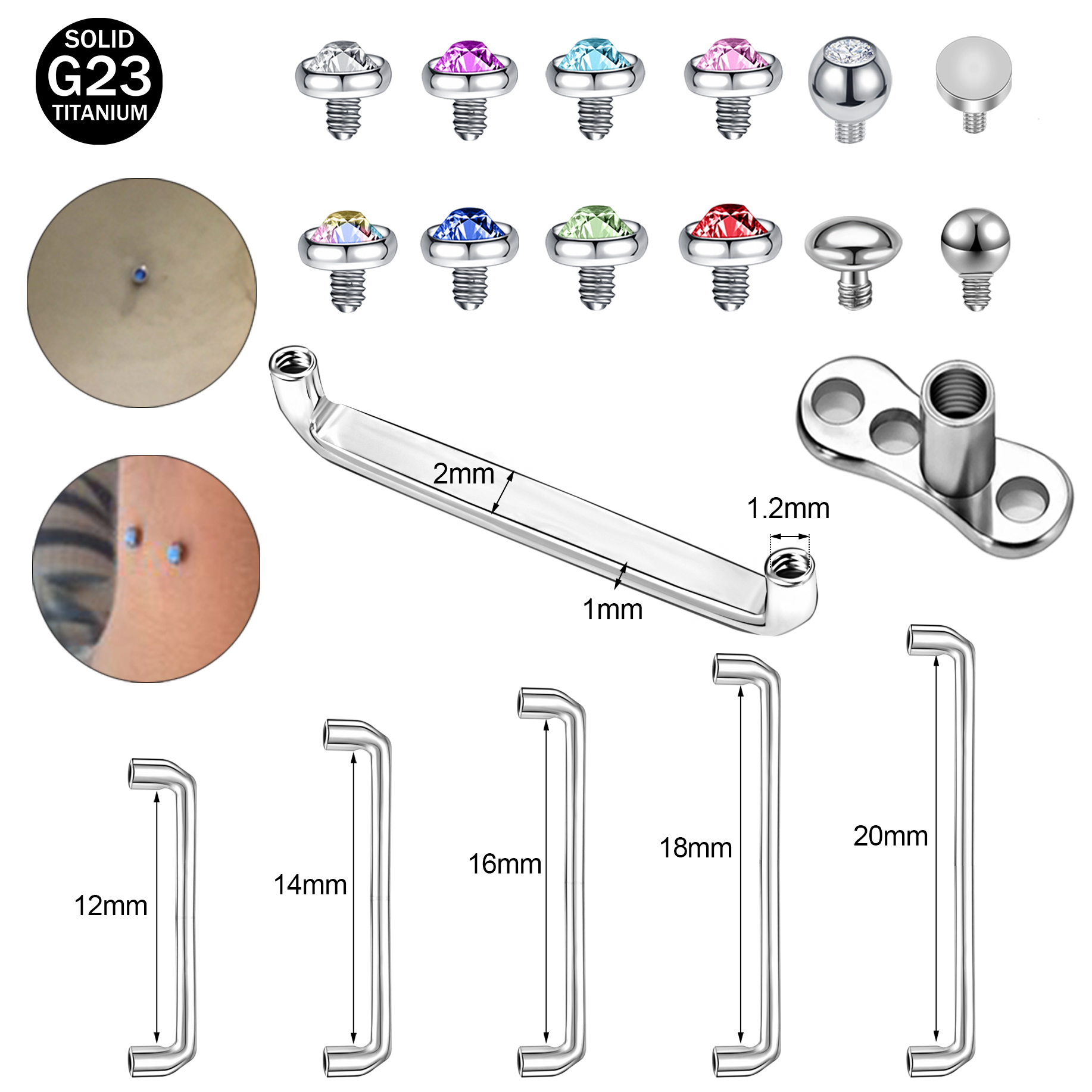ZS 1PC 16G G23 Titanium Vertic - Body Jewelry Dermal recensione e prezzo