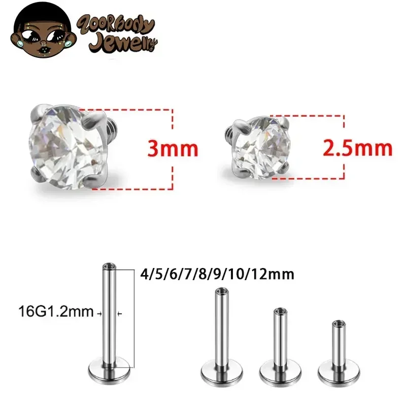 1Pcs G23 Titanium Piercing CZ  - Zoor Body Jewelry recensione e prezzo