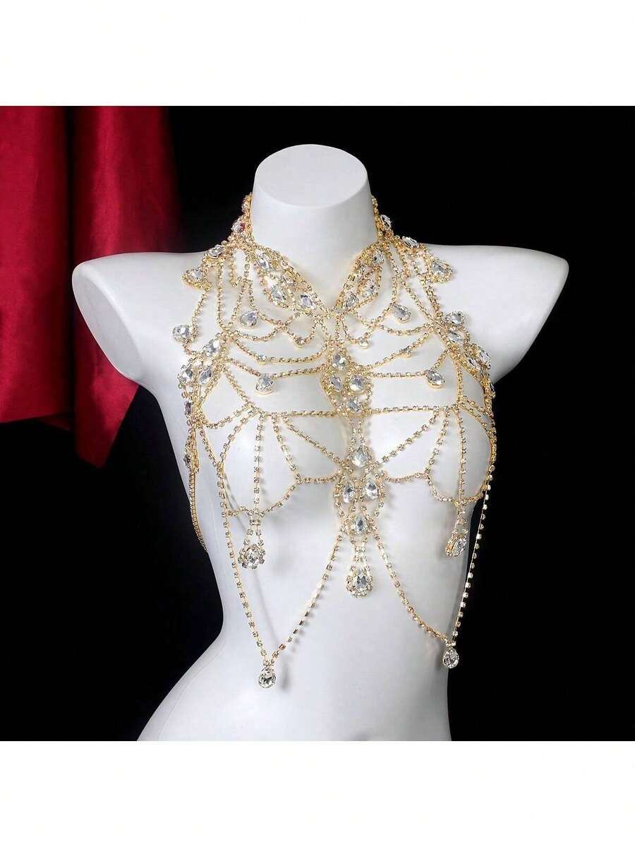 Rhinestone Body Chain Bra Neck - Body Jewelry Women recensione e prezzo