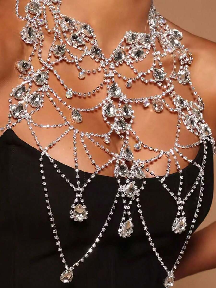 Rhinestone Body Chain Bra Neck - Body Jewelry Women recensione e prezzo