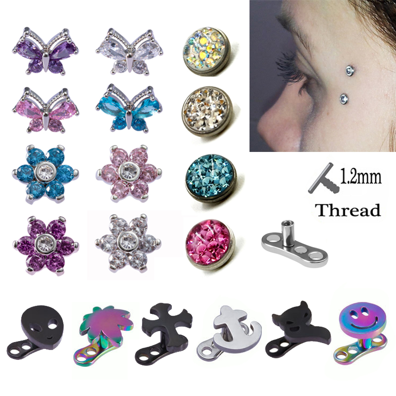 1PC Dermal Anchor Top Piercing - Body Jewelry Dermal recensione e prezzo