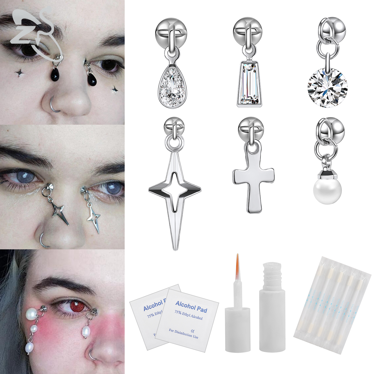 ZS 1 Set Fake Eyebrow Ring Men - Body Jewelry Eyebrow recensione e prezzo