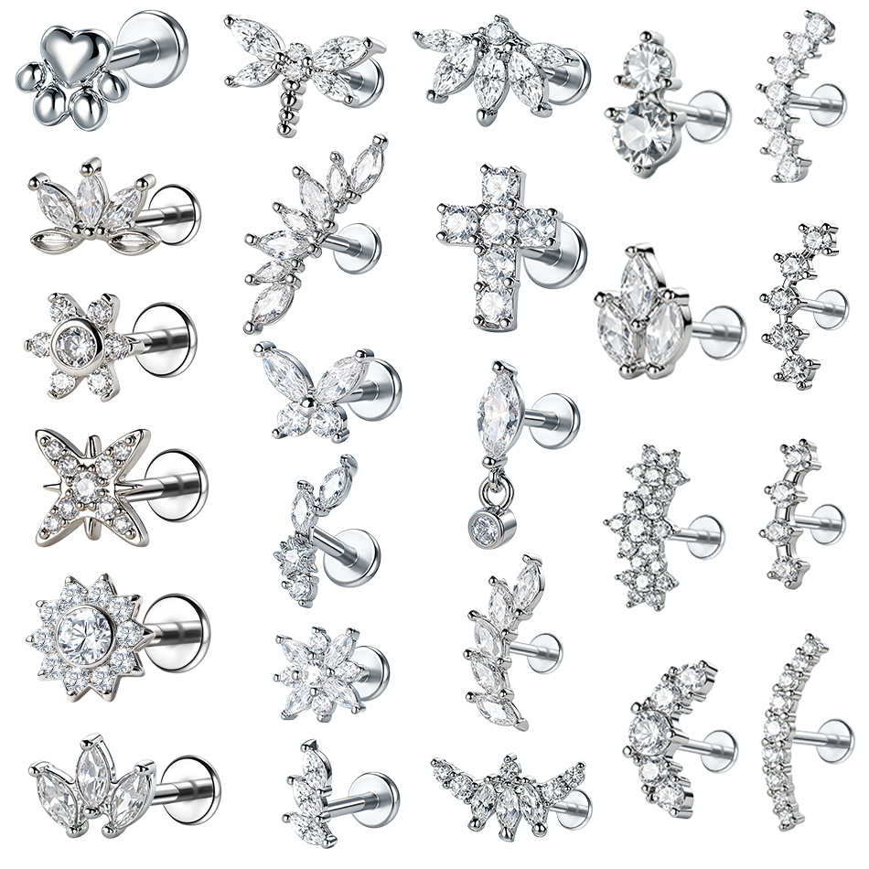 1Pc Stainless Steel Flower Zir - Body Jewelry Internally Threaded recensione e prezzo