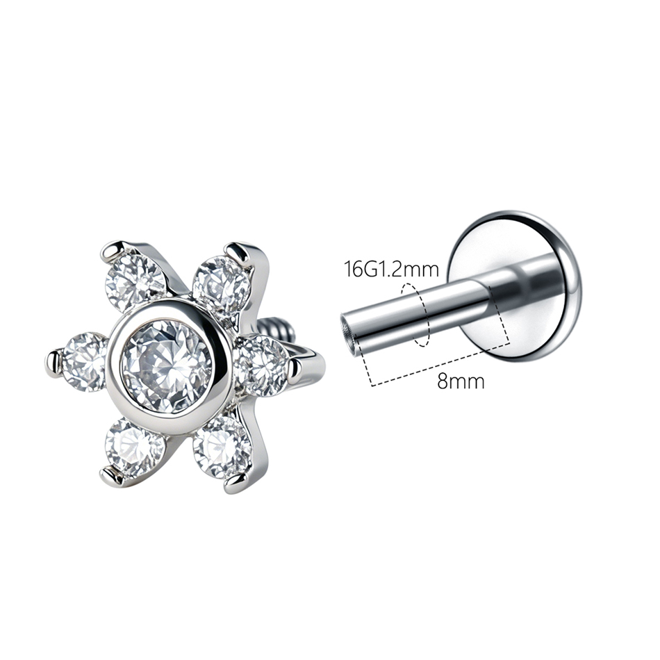 1Pc Stainless Steel Flower Zir - Body Jewelry Internally Threaded recensione e prezzo