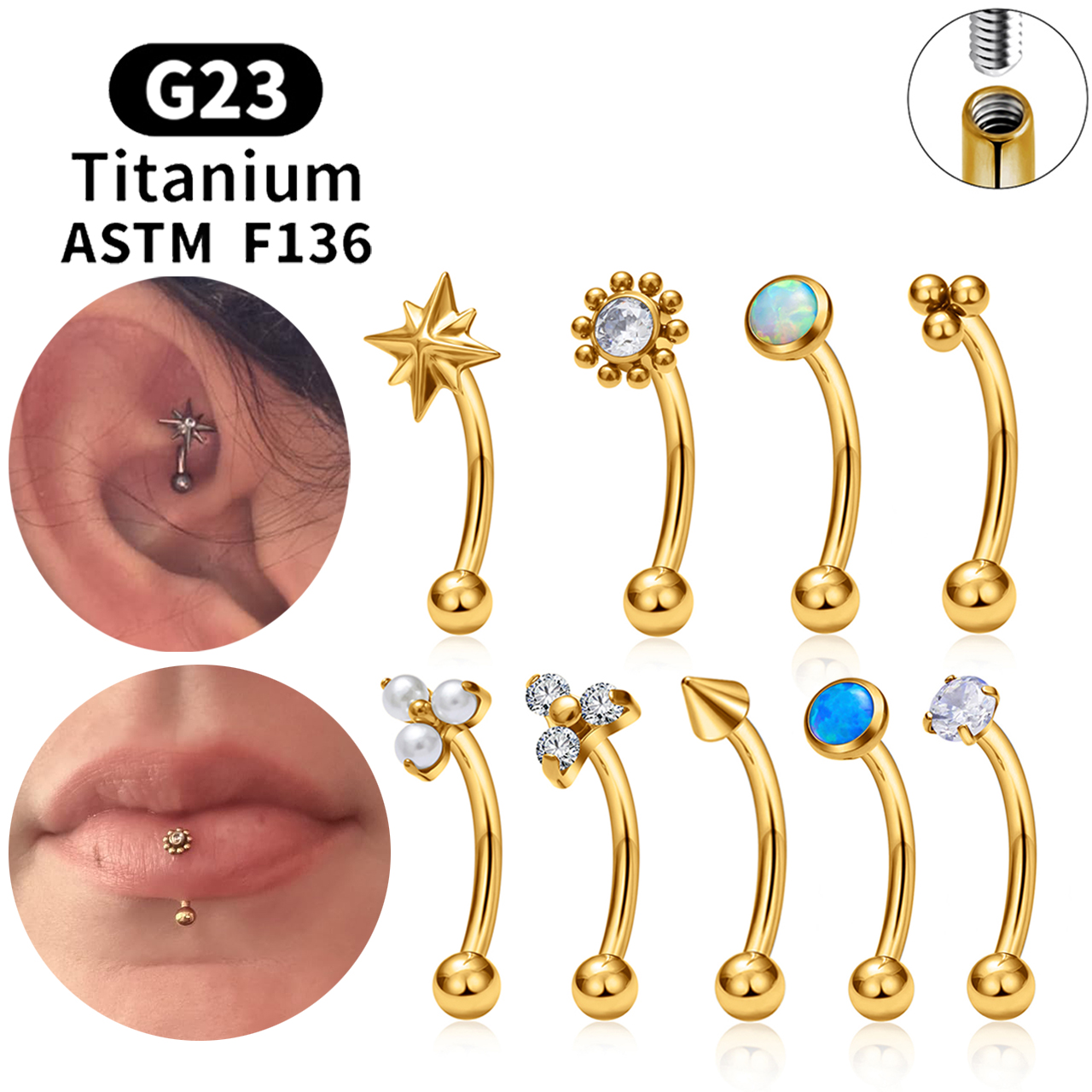 ASTM F136 Titanium Hexagram Ro - Body Jewelry Internally Threaded recensione e prezzo
