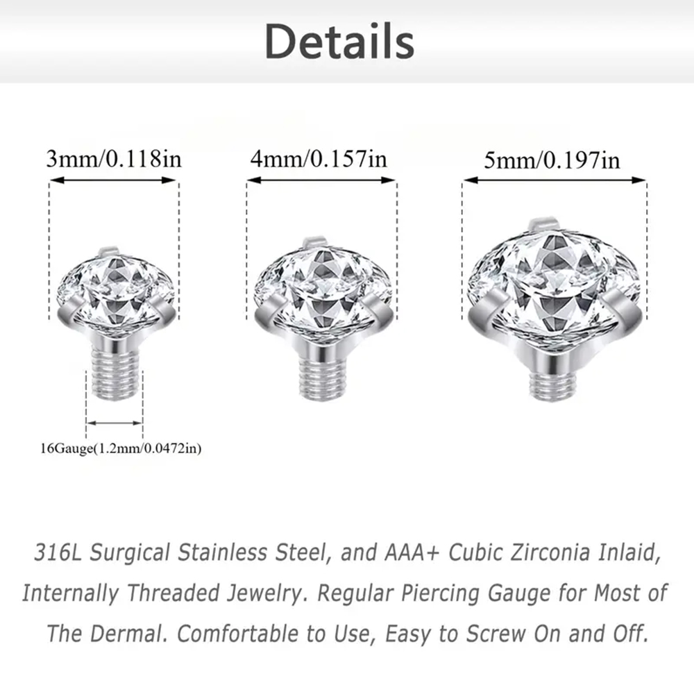 16PCS Crystal Zircon Dermal An - Body Jewelry Dermal recensione e prezzo