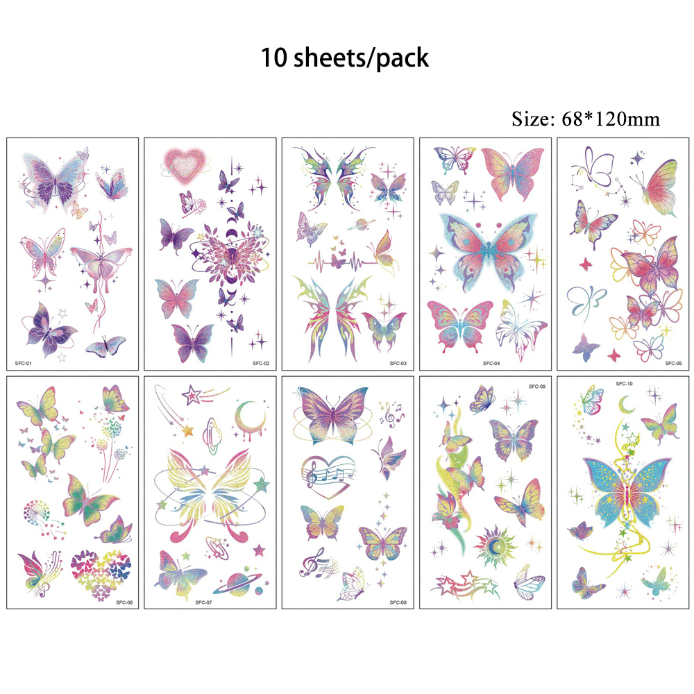 10 Sheets Glitter Powder Butte - Body Jewelry Glue recensione e prezzo